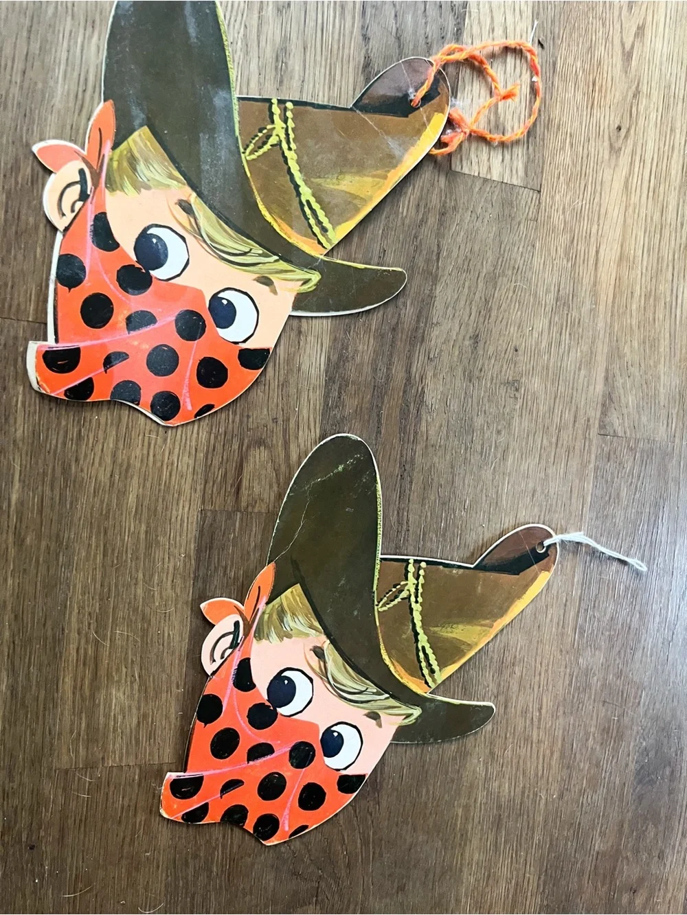 1950s Die cut Vintage Cowboy Party decorations set of two